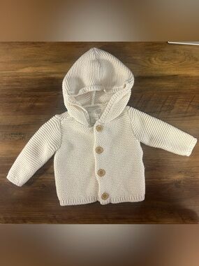 Carter's Cream Hooded Knit Baby Cardigan Jacket- Brand New, Never Worn